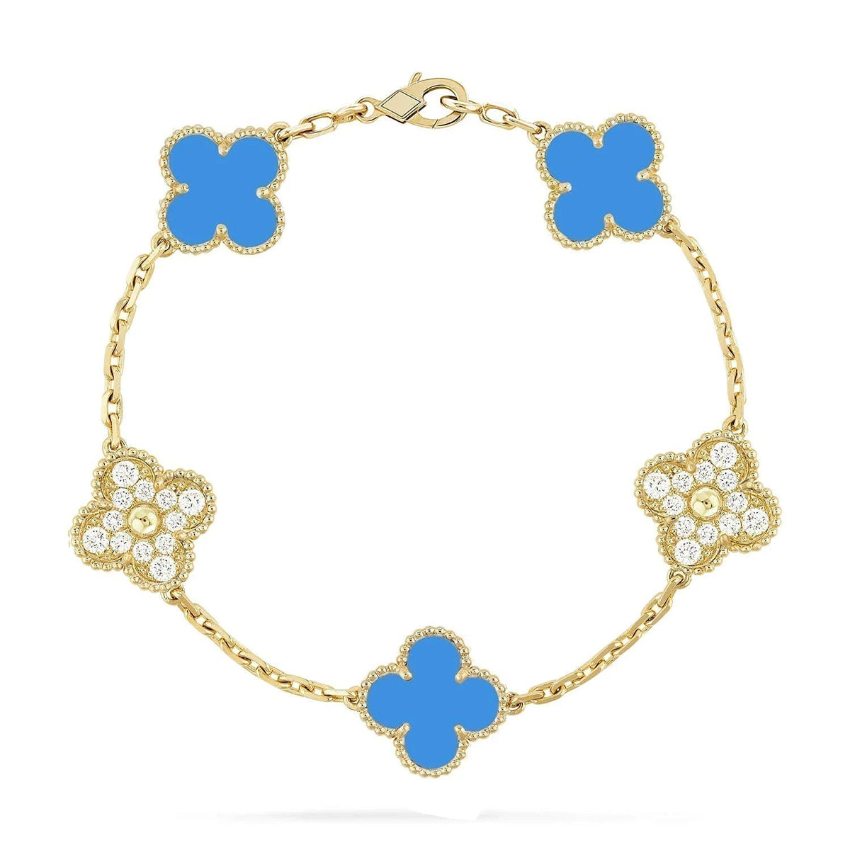[Mystic] CLOVER 5 MOTIF BLUE AGATE BRACELET COLLECTION