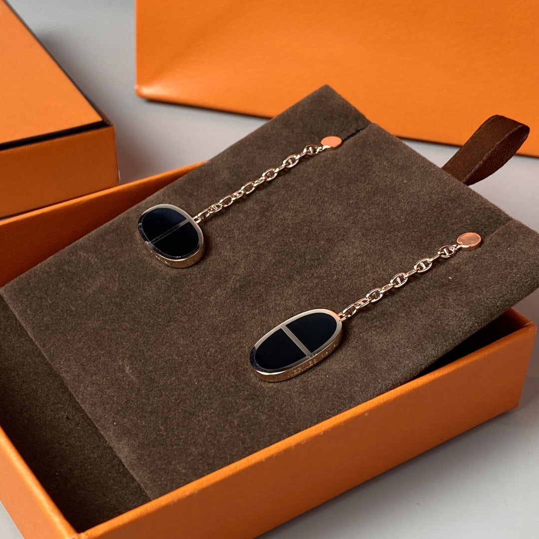 [Mystic]CHAINE VERSO BLACK CERAMIC EARRINGS