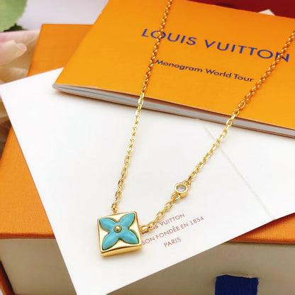 [Mystic]STAR BLUE MOP 1 DIAMOND  GOLD NECKLACE
