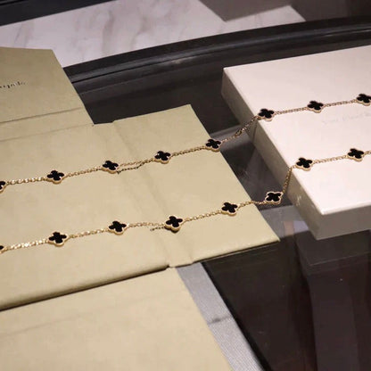 [Mystic]CLOVER 20 MOTIFS ONYX NECKLACE
