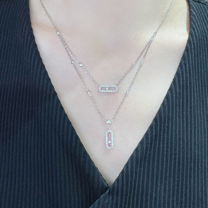 [Mysitc ] MOVE 2 ROW DIAMOND NECKLACE