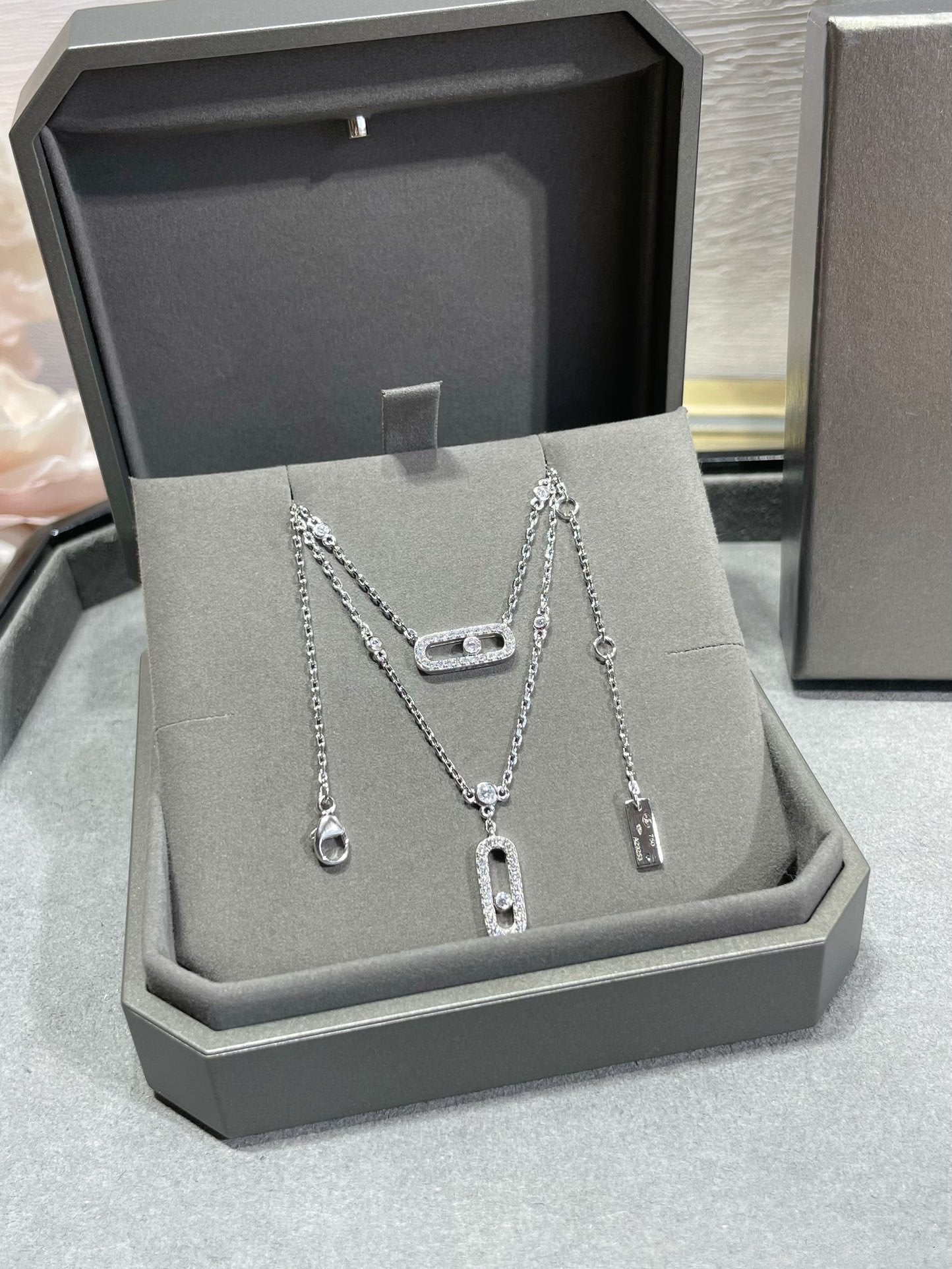 [Mysitc ] MOVE 2 ROW DIAMOND NECKLACE