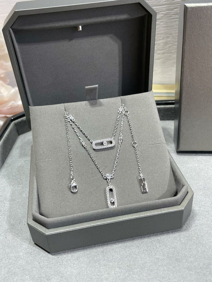 [Mysitc ] MOVE 2 ROW DIAMOND NECKLACE