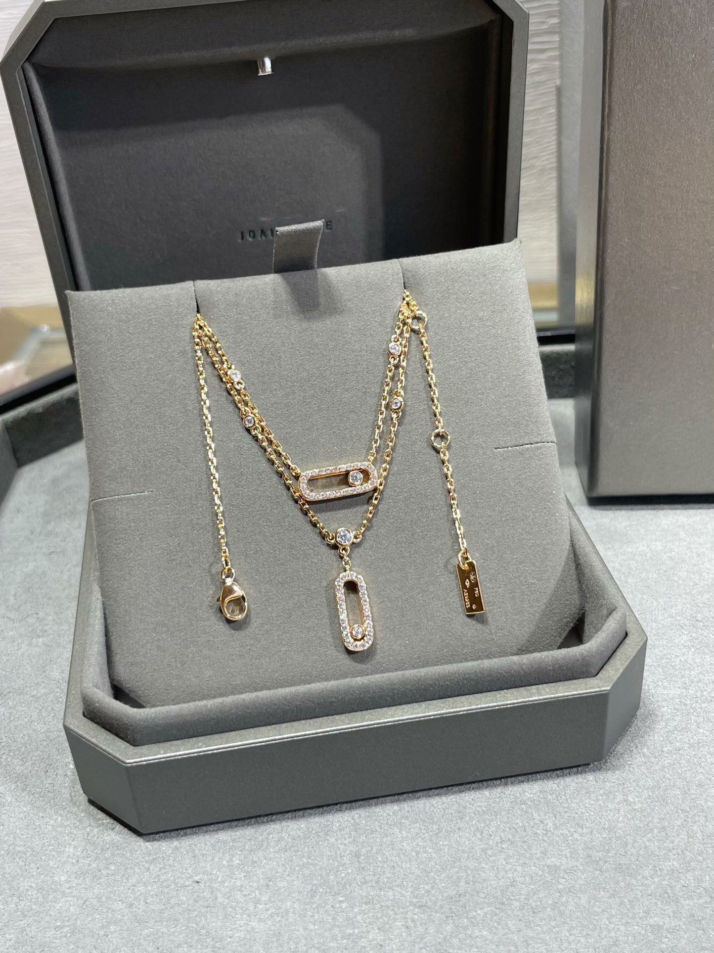[Mysitc ] MOVE 2 ROW DIAMOND NECKLACE