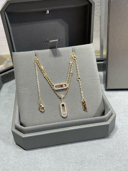 [Mysitc ] MOVE 2 ROW DIAMOND NECKLACE