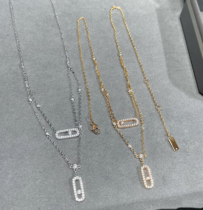 [Mysitc ] MOVE 2 ROW DIAMOND NECKLACE