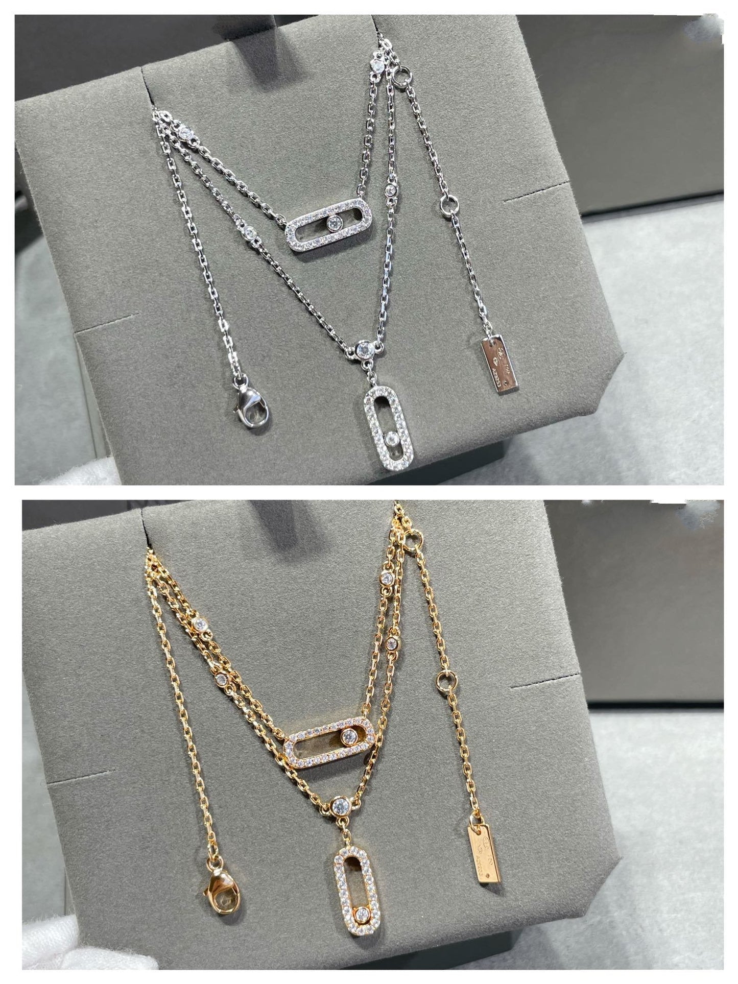 [Mysitc ] MOVE 2 ROW DIAMOND NECKLACE