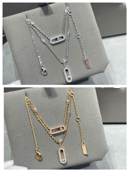 [Mysitc ] MOVE 2 ROW DIAMOND NECKLACE
