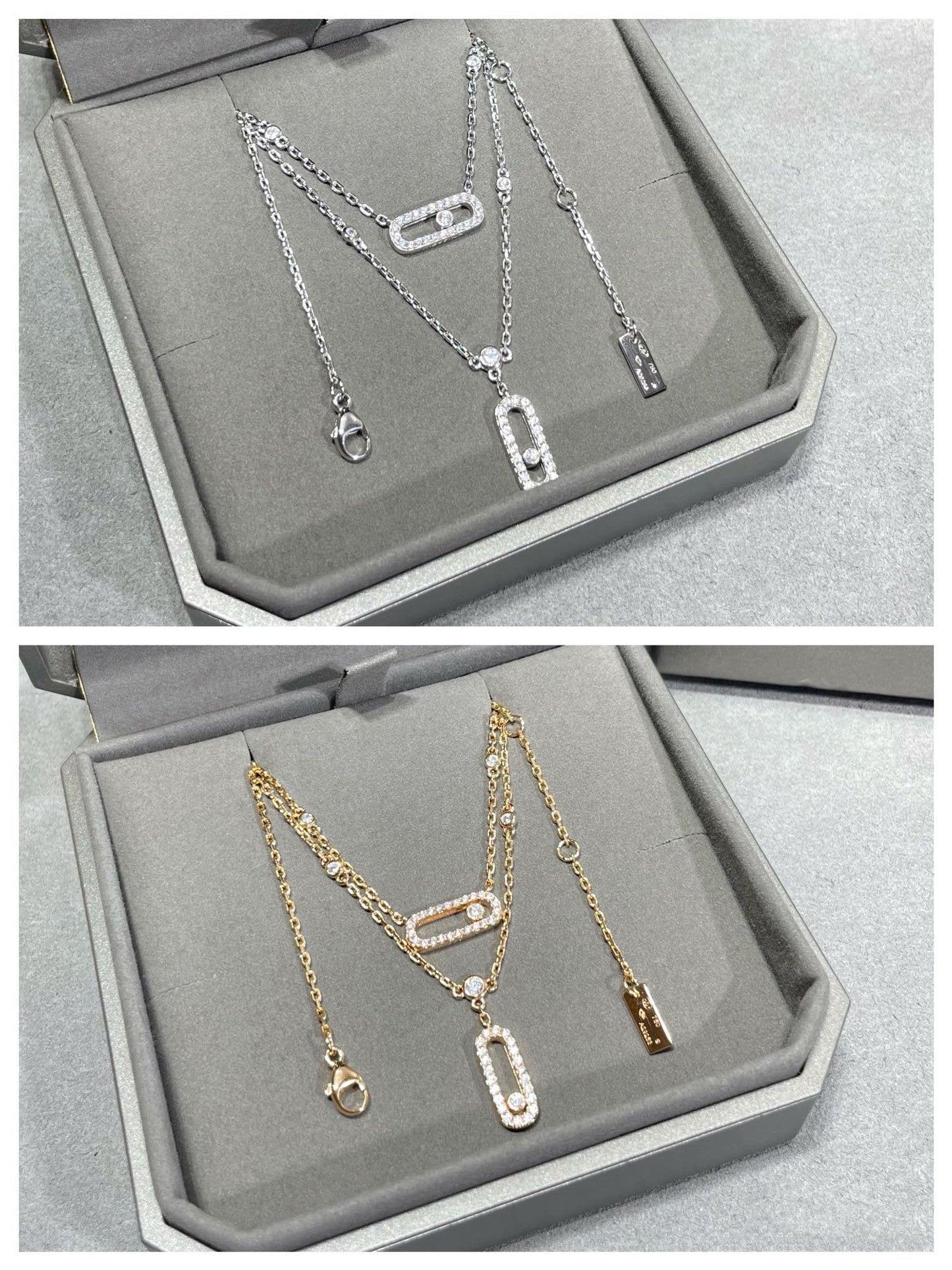 [Mysitc ] MOVE 2 ROW DIAMOND NECKLACE