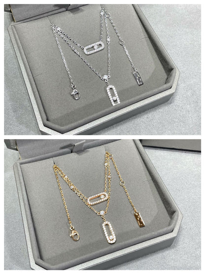 [Mysitc ] MOVE 2 ROW DIAMOND NECKLACE