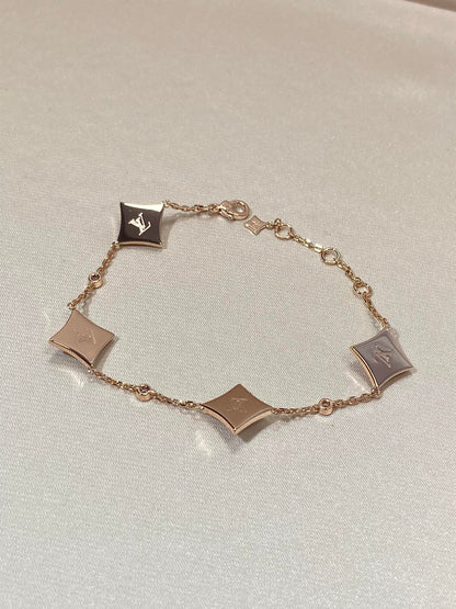 [Mystic]STAR 4 MOTIF MOP DIAMOND PINK GOLD BRACELET