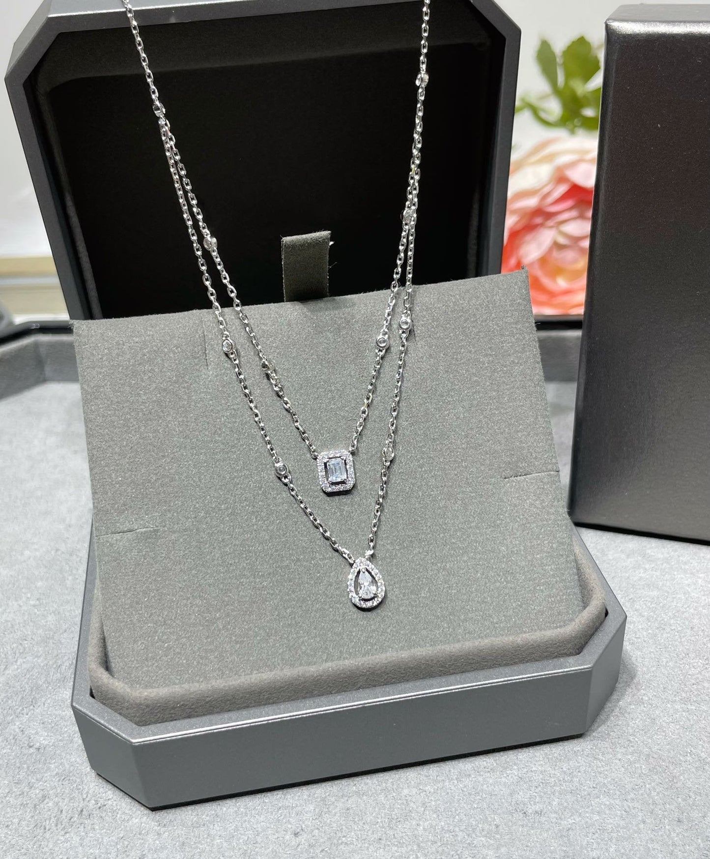 [Mysitc ] MY TWIN 2 ROW DIAMOND NECKLACE