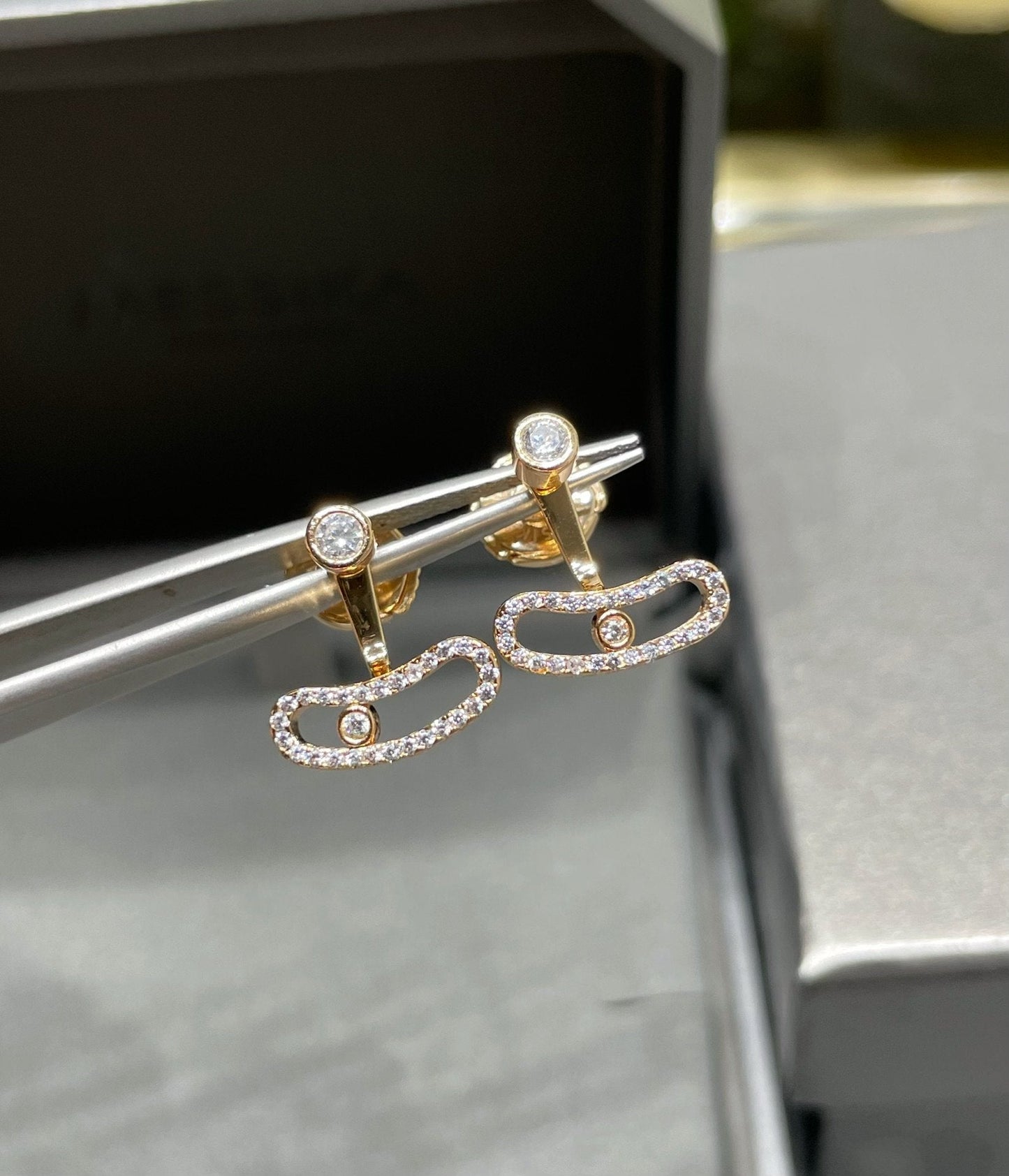 [Mysitc ] MOVE UNO PINK GOLD DIAMOND EARRINGS