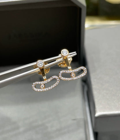 [Mysitc ] MOVE UNO PINK GOLD DIAMOND EARRINGS