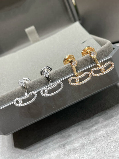 [Mysitc ] MOVE UNO PINK GOLD DIAMOND EARRINGS