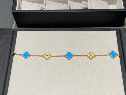 [Mystic] CLOVER 5 MOTIF BLUE AGATE BRACELET COLLECTION