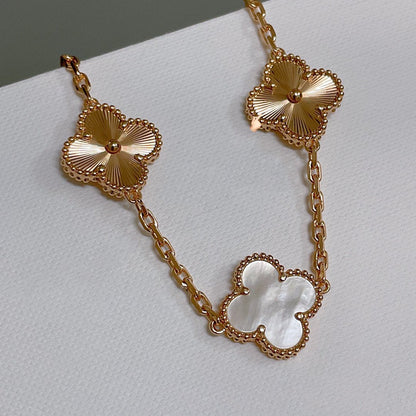 [Mystic]CLOVER BRACELET 5 MOTIF WHITE MOP PINK GOLD