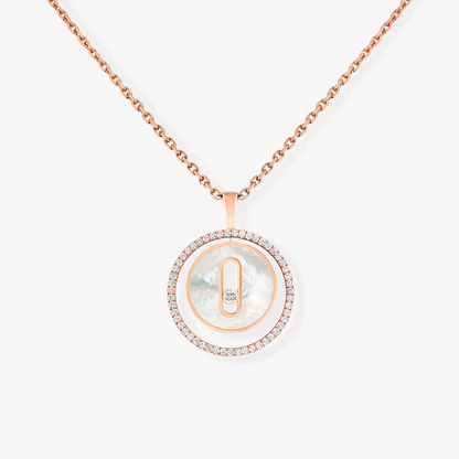 [Mysitc ]  MOVE 1 DIAMOND WHITE MOTHER OF PEARL PINK GOLD DIAMOND NECKLACE