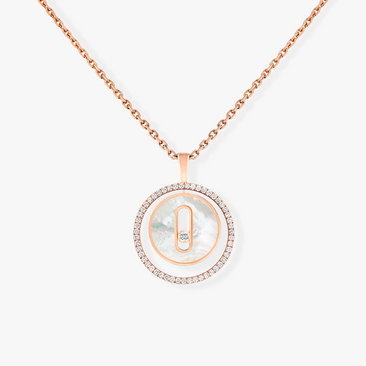 [Mysitc ]  MOVE 1 DIAMOND WHITE MOTHER OF PEARL PINK GOLD DIAMOND NECKLACE