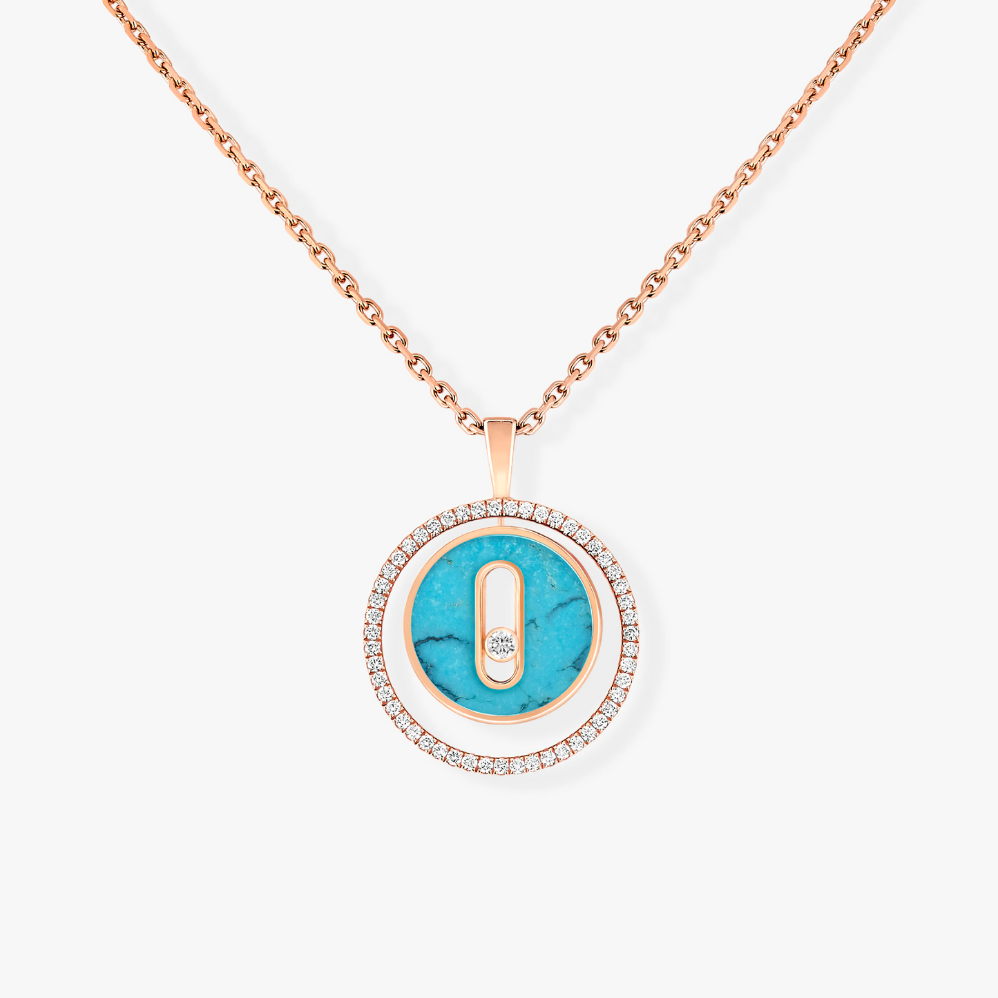 [Mysitc ]  MOVE 1 DIAMOND TURQUOISE PINK GOLD DIAMOND NECKLACE