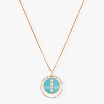 [Mysitc ]  MOVE 3 DIAMONDS TURQUOISE PINK GOLD DIAMOND NECKLACE