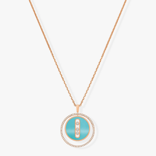 [Mysitc ]  MOVE 3 DIAMONDS TURQUOISE PINK GOLD DIAMOND NECKLACE