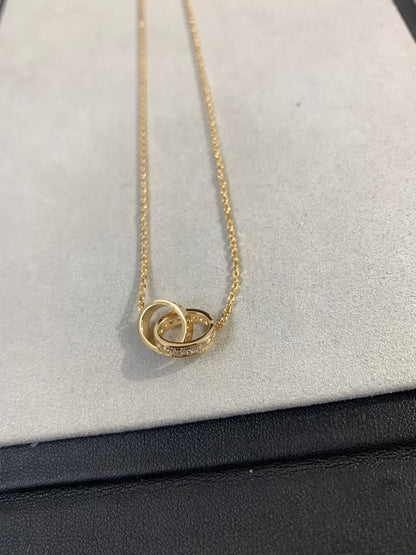 [Mystic]LOVE NECKLACE DOUBLE RING Double-Circle Diamond Belt  GOLD
