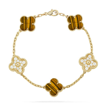 [Mystic] CLOVER 5 MOTIFS TIGER EYE BRACELET COLLECTION