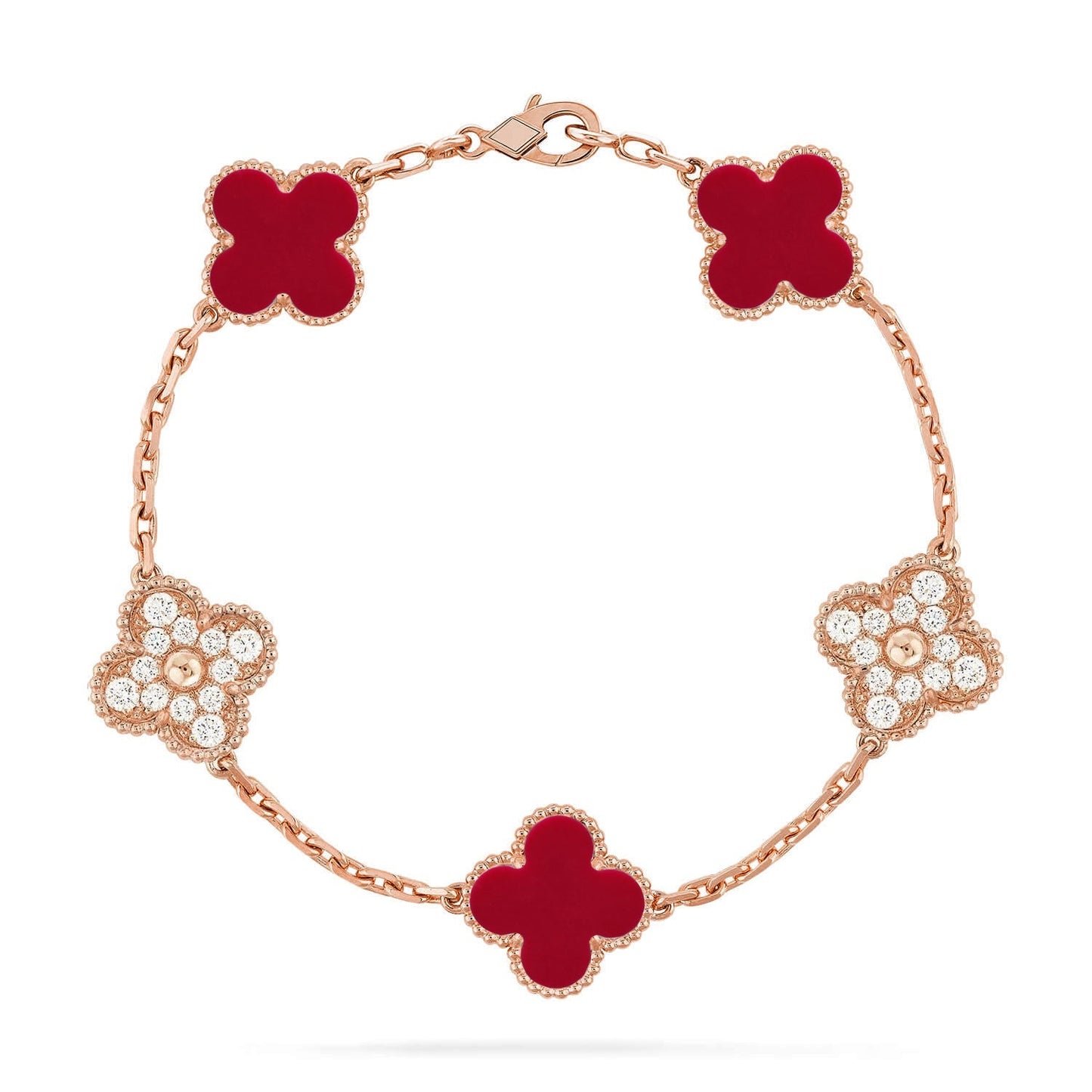 [Mystic] CLOVER 5 MOTIF RED CORNELIAN BRACELET COLLECTION