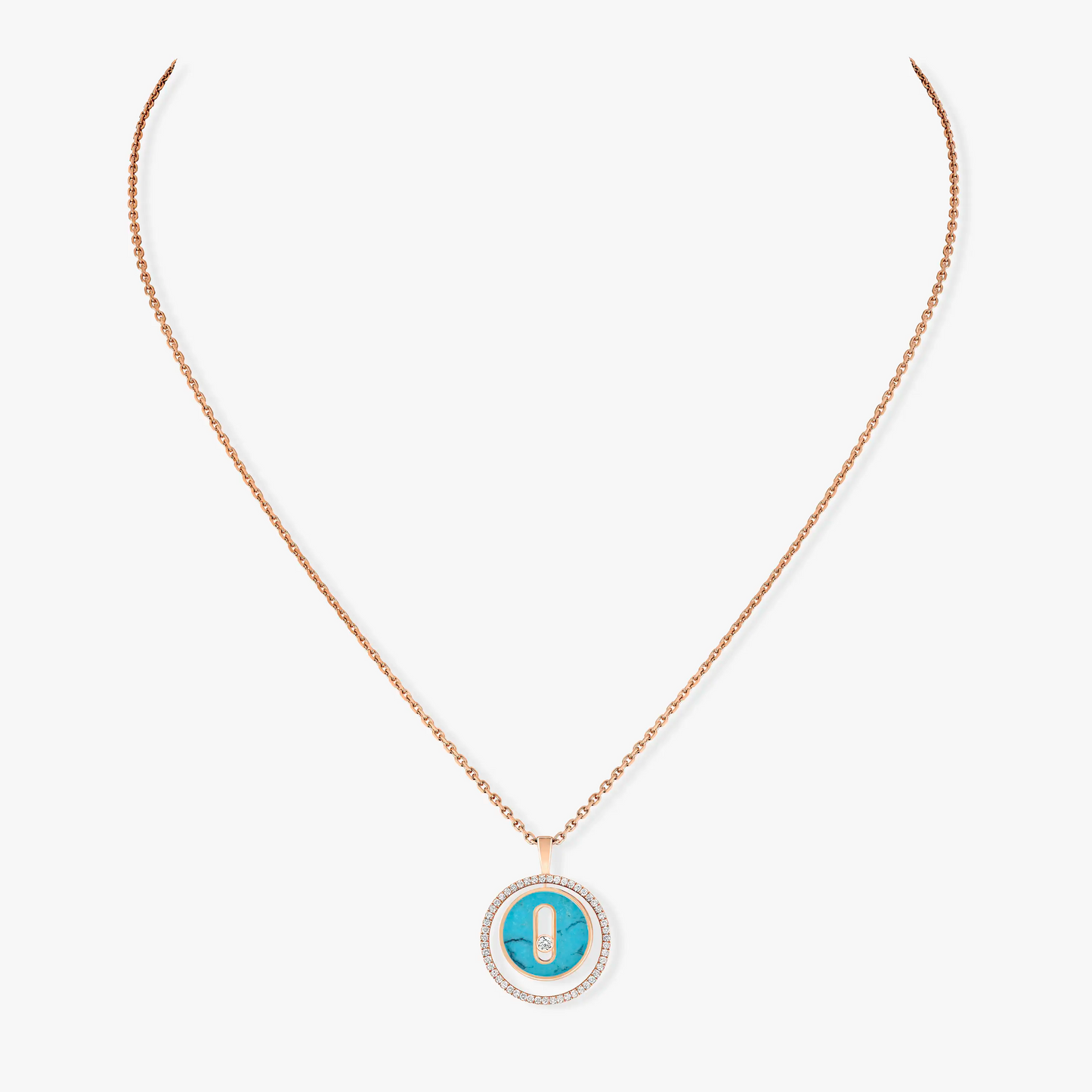 [Mysitc ]  MOVE 1 DIAMOND TURQUOISE PINK GOLD DIAMOND NECKLACE