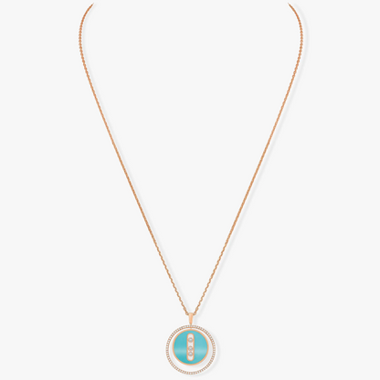 [Mysitc ]  MOVE 3 DIAMONDS TURQUOISE PINK GOLD DIAMOND NECKLACE