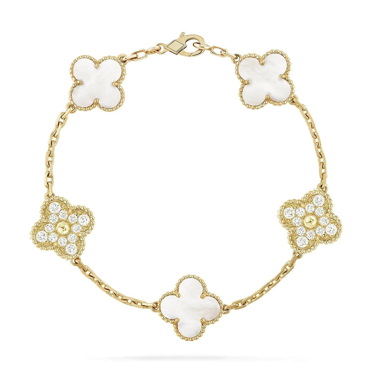 [Mystic]CLOVER WHITE PEARL MOP 5 MOTIF BRACELET COLLECTION
