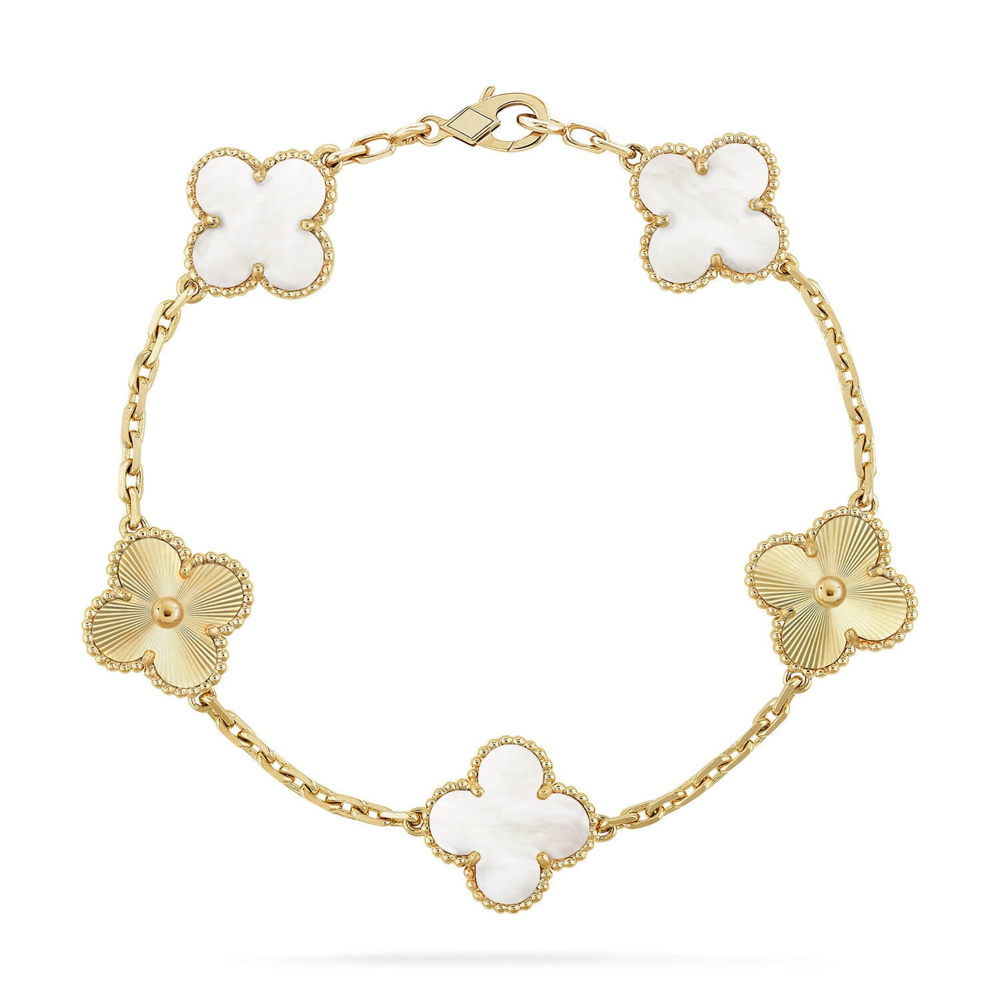 [Mystic]CLOVER WHITE PEARL MOP 5 MOTIF BRACELET COLLECTION