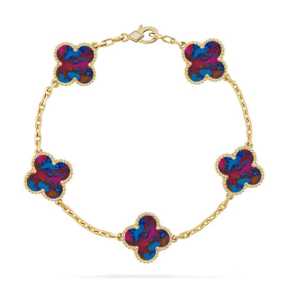 [Mystic]CLOVER 5 MOTIF COLOR GEMSTONES BRACELET COLLECTION