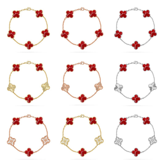 [Mystic]CLOVER 5 MOTIF RED PATTERN BRACELET COLLECTION