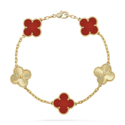 [Mystic] CLOVER 5 MOTIF RED CORNELIAN BRACELET COLLECTION