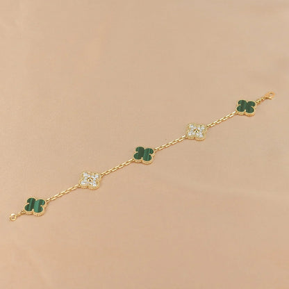 [Mystic] CLOVER 5 MOTIF MALACHITE BRACELET COLLECTION