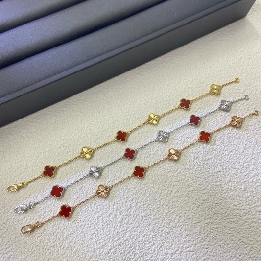 [Mystic]CLOVER 6 MOTIF RED AGATE LASER BRACELET