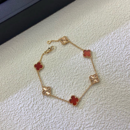 [Mystic]CLOVER 6 MOTIF RED AGATE LASER BRACELET
