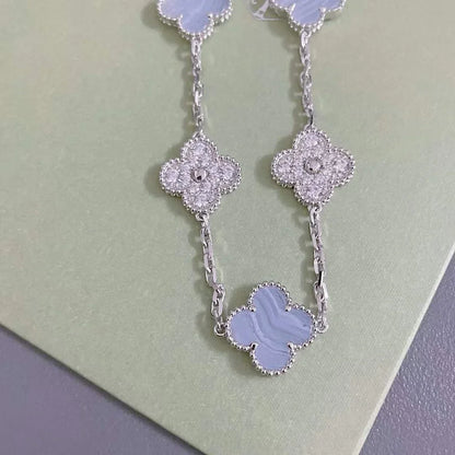 [Mystic] CLOVER 5 MOTIF PURPLE CHALCEDONY BRACELET COLLECTION
