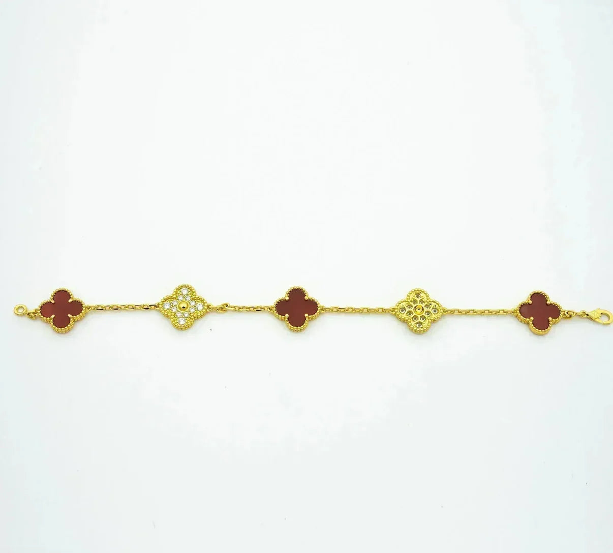 [Mystic] CLOVER 5 MOTIF RED CORNELIAN BRACELET COLLECTION