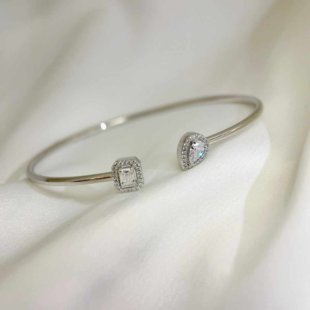 [Mysitc ] JONC FLEX MY TWIN TOI & MOI SILVER DIAMOND BRACELET