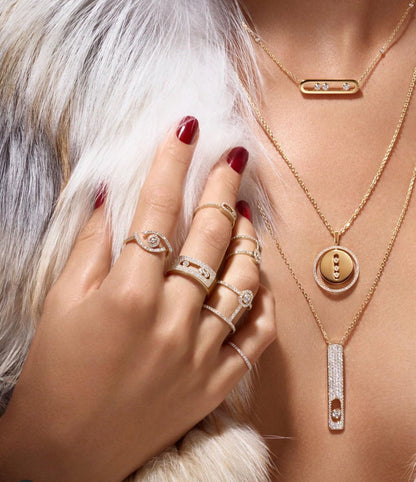 [Mysitc ]  MOVE PM NECKLACE PINK GOLD DIAMOND