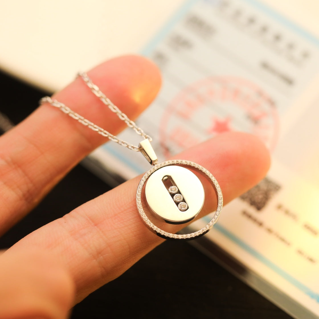 [Mysitc ]  MOVE MM SILVER DIAMOND NECKLACE