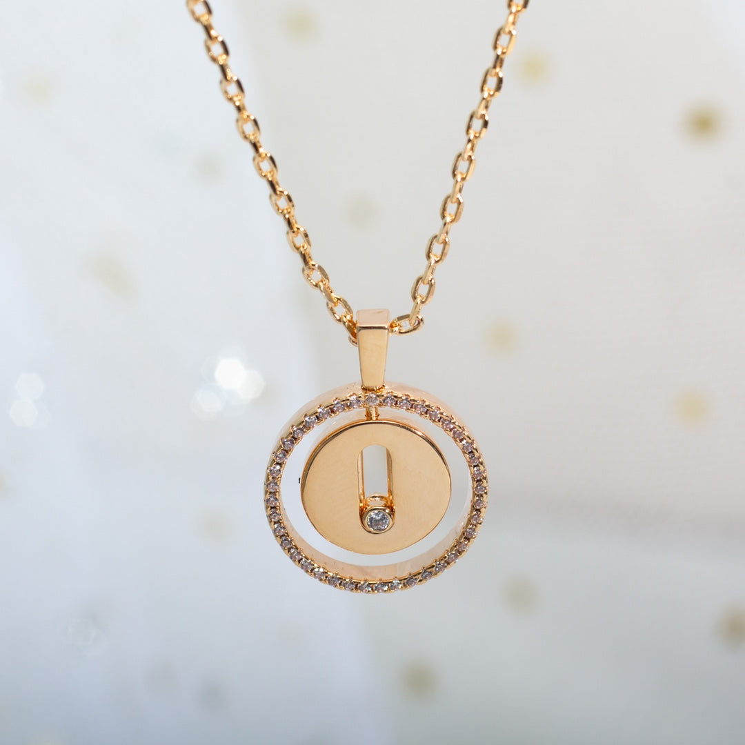 [Mysitc ]  MOVE PM NECKLACE PINK GOLD DIAMOND
