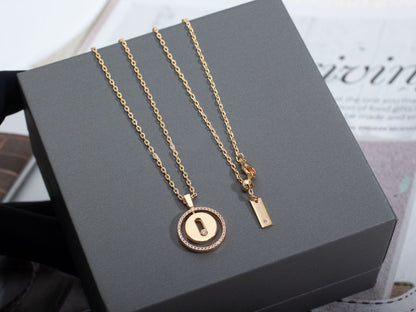 [Mysitc ]  MOVE PM NECKLACE PINK GOLD DIAMOND