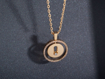 [Mysitc ]  MOVE PM NECKLACE PINK GOLD DIAMOND