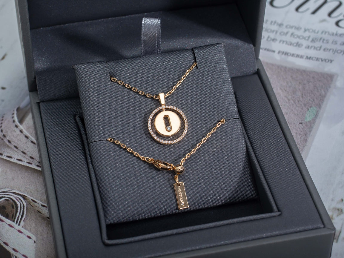 [Mysitc ]  MOVE PM NECKLACE PINK GOLD DIAMOND