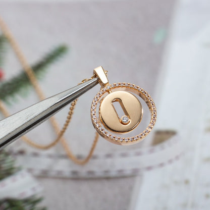 [Mysitc ]  MOVE PM NECKLACE PINK GOLD DIAMOND