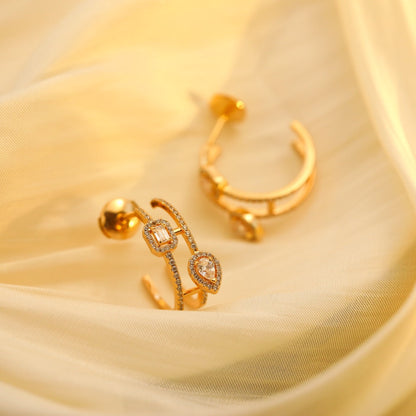 [Mysitc ] CREOLES MY TWIN 2 RANGS SILVER DIAMOND EARRINGS